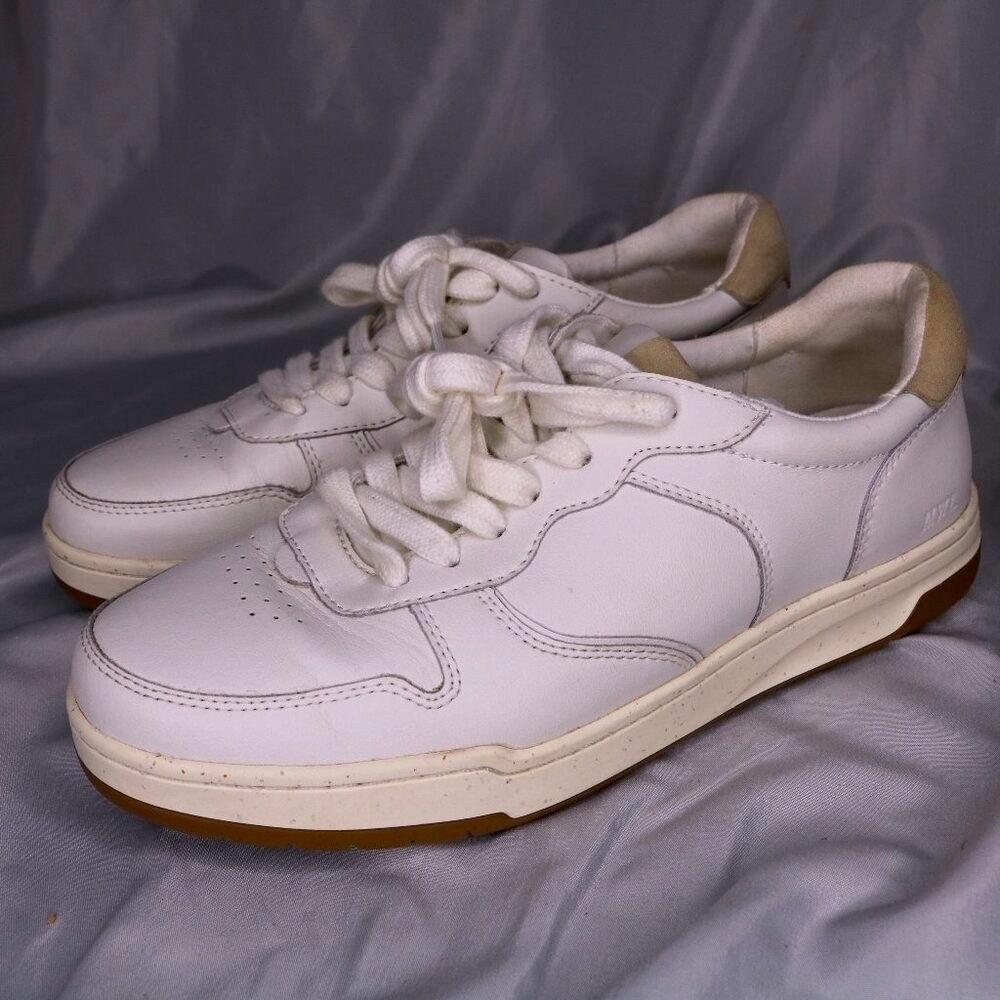 Madewell Court Sneakers White Leather Ivory Multi Low Top Lace Up Size 8.5